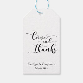 Elegante Liefde en Dank Typografie Bruiloft Cadeaulabel