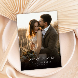 Elegante Liefde en Dank Typografie Foto Bruiloft Bedankkaart