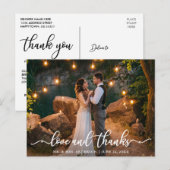 Elegante Liefde en Dankbaarheid Script Bruiloftsfo Briefkaart (Voorkant / Achterkant)