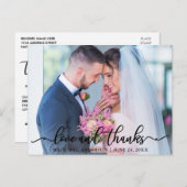 Elegante liefde en dankbaarheid Script Huwelijksfo Briefkaart (Voorkant / Achterkant)
