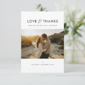 Elegante Liefde en Dankbaarheid Strand Zonsonderga Bedankkaart (Staand voorkant)