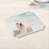 Elegante Liefde en de Strand Bruiloft Onderzetters (Gekanteld)