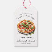 Elegante liefde en pizza repetitie diner cadeaulabel (Voorkant)