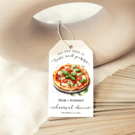 Elegante liefde en pizza repetitie diner cadeaulabel