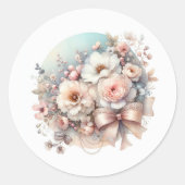Elegante liefde Fancy Bloemen Vrijgezellenfeest Ronde Sticker (Voorkant)