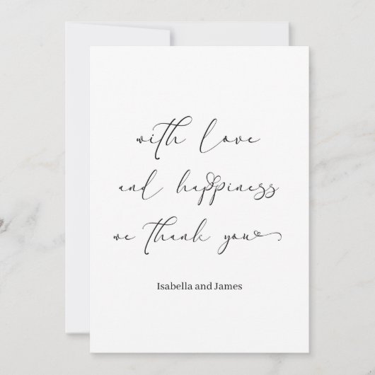 Elegante liefde & geluk Romantische bruiloft Bedankkaart (Voorkant)