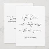 Elegante liefde & geluk Romantische bruiloft Bedankkaart (Voorkant / Achterkant)