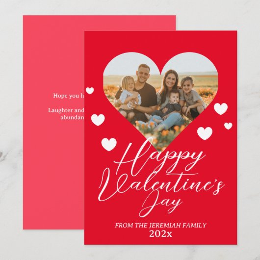 Elegante Liefde Gelukkig Valentijnsdag Familie Fot Feestdagenkaart (Voorkant / Achterkant)