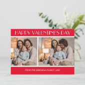 Elegante Liefde Gelukkige Valentijnsdag Familie 2  Feestdagenkaart (Staand voorkant)