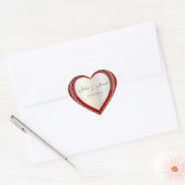 Elegante liefde glanzend diep rood wit juweel hart hart sticker (Envelop)