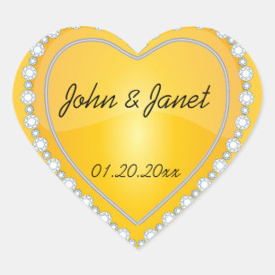 Elegante liefde glanzend geel hart sticker