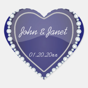 Elegante liefde glanzend marine blauw hart hart sticker