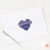 Elegante liefde glanzend marine blauw hart hart sticker (Envelop)