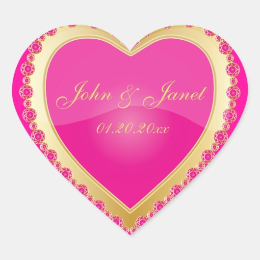 Elegante liefde glanzend roze gouden juweel hart hart sticker (Voorkant)