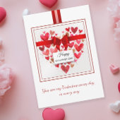 Elegante Liefde Hart Boog Rode Valentijnsdag Feestdagenkaart