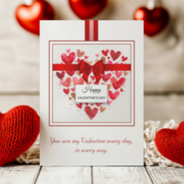 Elegante Liefde Hart Boog Rode Valentijnsdag Feestdagenkaart