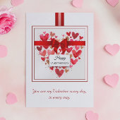 Elegante Liefde Hart Boog Rode Valentijnsdag Feestdagenkaart