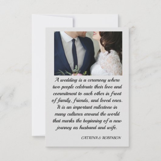 Elegante liefde hart bruiloft foto bedankkaart (Achterkant)