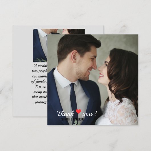 Elegante liefde hart bruiloft foto kaart (Voorkant / Achterkant)