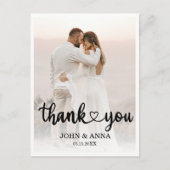 Elegante liefde hart script bruiloft foto briefkaart (Voorkant)