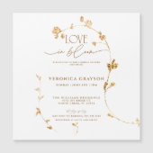 Elegante liefde in bloei gouden bloemig Vrijgezell Magnetische Uitnodiging (Voorkant)