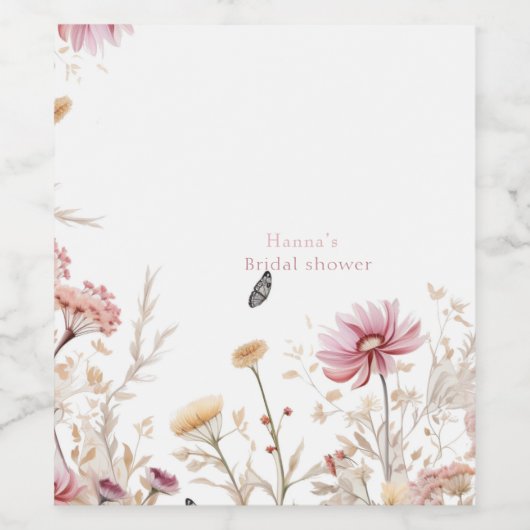 Elegante Liefde in bloei Vrijgezellenfeest Wijn Etiket (Enkel label)