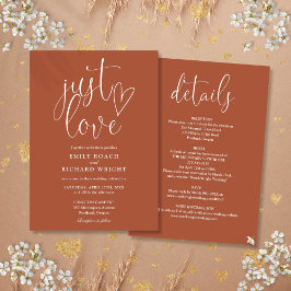 Elegante liefde in één terracotta bruiloft kaart