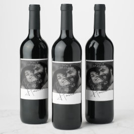 Elegante liefde in kalligrafie aangepaste foto wijn etiket