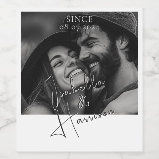 Elegante liefde in kalligrafie aangepaste foto wijn etiket (Enkel label)