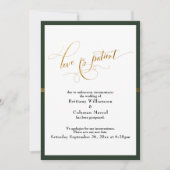 Elegante Liefde is Geduldig Groen & Goud Gestreept Kaart (Voorkant)