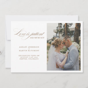 Elegante liefde is geduldig, maar we zijn geen elo aankondiging