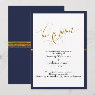 Elegante Liefde is Geduldig Marineblauw & Goud Ges Kaart
