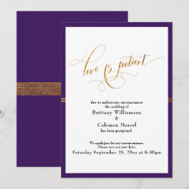 Elegante Liefde is Geduldig Paars & Goud Gestreept Kaart