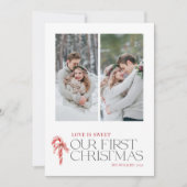 Elegante liefde is lief eerste kerstrood 2 foto feestdagenkaart (Voorkant)