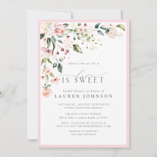 Elegante liefde is zoet roze bloemig Vrijgezellenf Kaart (Voorkant)