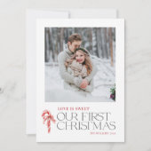 Elegante liefde is zoete eerste kerst rode foto feestdagenkaart (Voorkant)