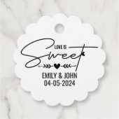 Elegante liefde is zoete hart kalligrafie bruiloft bedankjes labels (Achterkant)