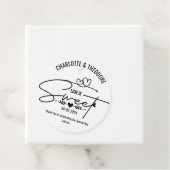 Elegante liefde is zoete hart kalligrafie bruiloft bedankjes labels (In situ)