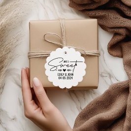 Elegante liefde is zoete hart kalligrafie bruiloft bedankjes labels