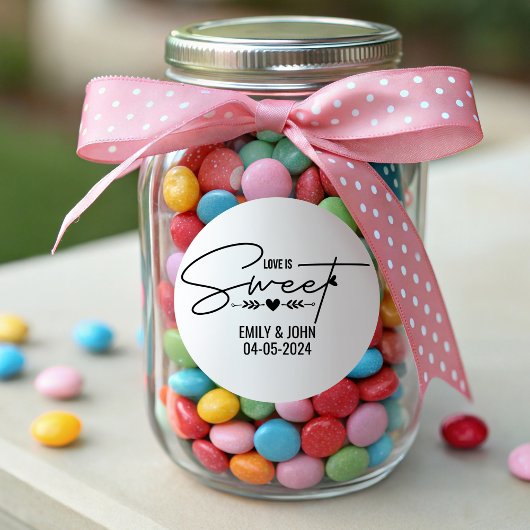 Elegante liefde is zoete hart kalligrafie bruiloft ronde sticker