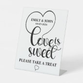 Elegante liefde is zoete kalligrafie hart reclamebord met voetstuk (Voorkant)