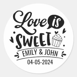 Elegante liefde is zoete kalligrafie hart ronde sticker
