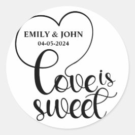 Elegante liefde is zoete kalligrafie Hart  Ronde Sticker
