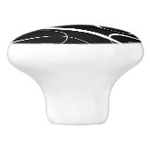 Elegante LIEFDE Kalligrafie Script Zwart Wit Fancy Keramische Knop (Zijkant)