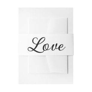 Elegante Liefde Minimalistische Zwarte en Witte Hu Uitnodigingen Wikkel