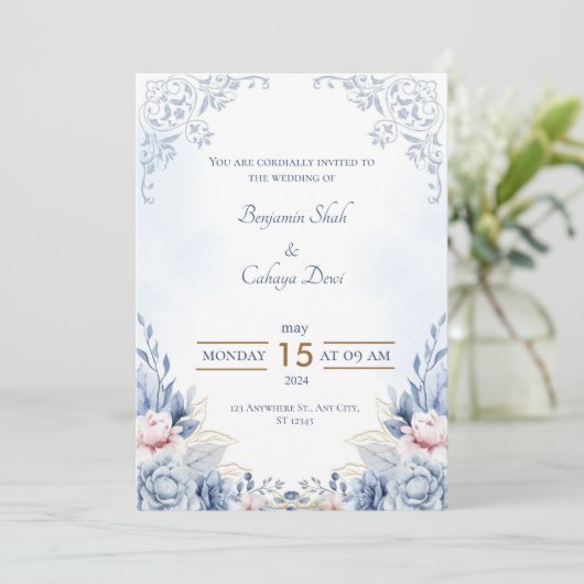 Elegante liefde: onze bruiloft kaart (Staand voorkant)