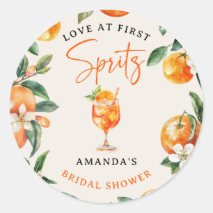 Elegante liefde op het eerste Spritz-bruidsfeest Ronde Sticker