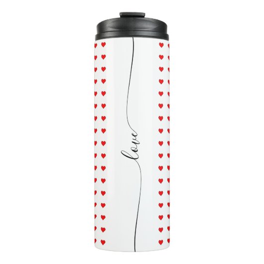 Elegante liefde rode harten naadloos patroon thermosbeker (Voorkant)