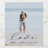 Elegante liefde script foto bruiloft wijn etiket (Enkel label)