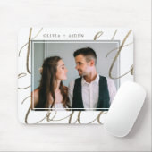 Elegante liefde script foto en naam muismat (Met muis)